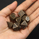 7PCS Metal Polyhedral Dice Bronze DND-D20 D12 D10 D8 D6 D4